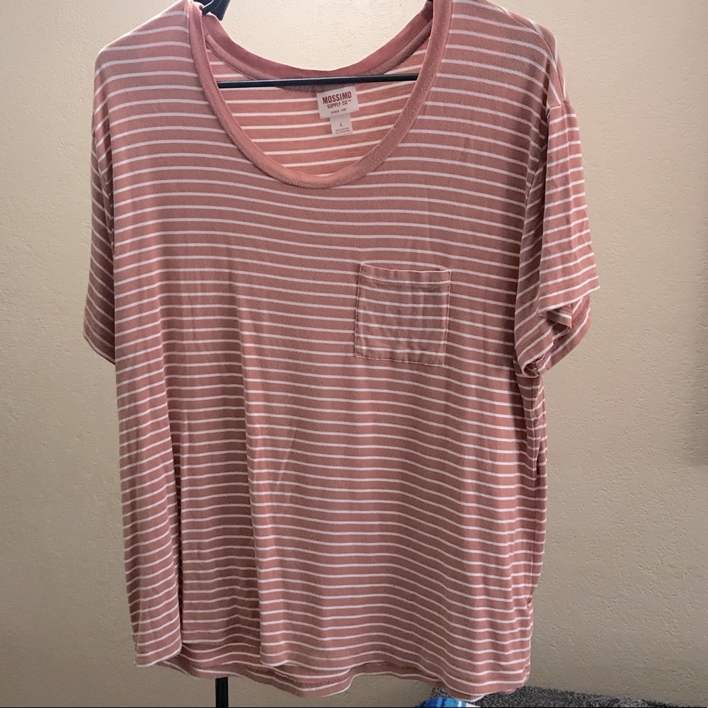 LAST CALL Mossimo Pink & White Stripe Shirt Size L